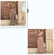 Women's V-neck floral dress, view 4 - MRSLM
