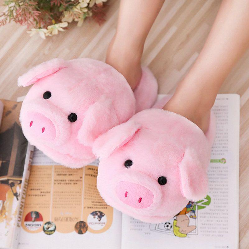 Women's warm plush pig home slippers - MRSLM