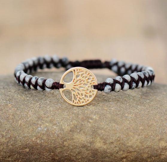 Natural stone bead woven friendship bracelet, view 8 - MRSLM