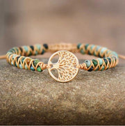Natural stone bead woven friendship bracelet - MRSLM