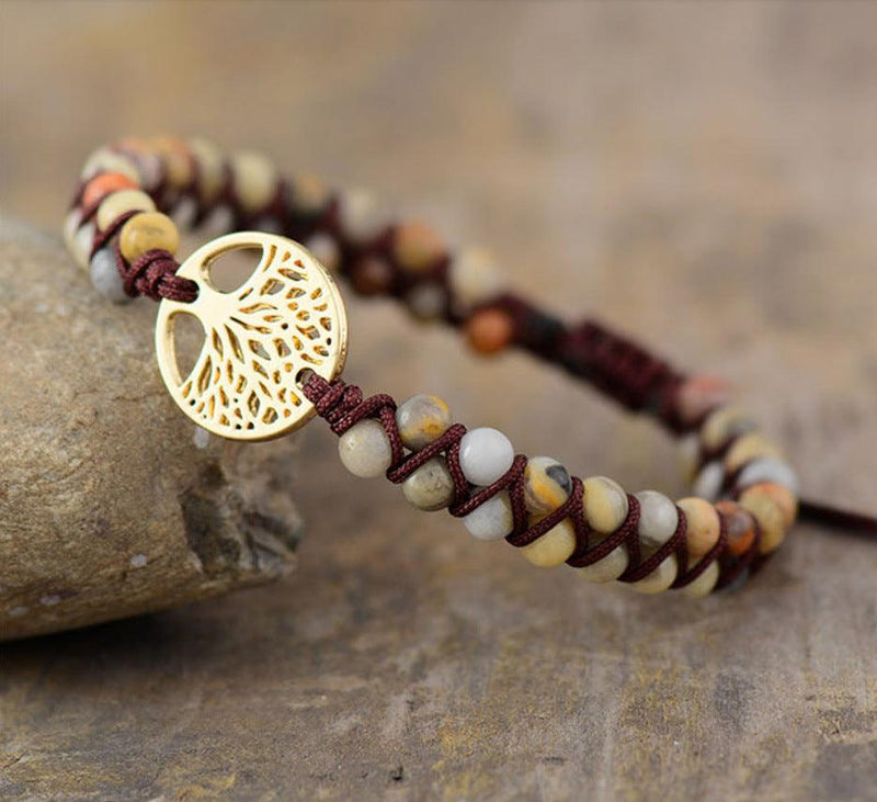 Natural stone bead woven friendship bracelet, view 13 - MRSLM
