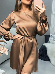 Women's puff sleeve midi dress, view 6 - MRSLM