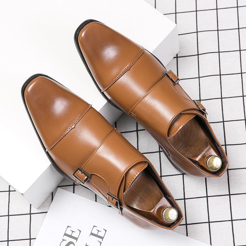 Men's business monk leather shoes, view 4 - MRSLM
