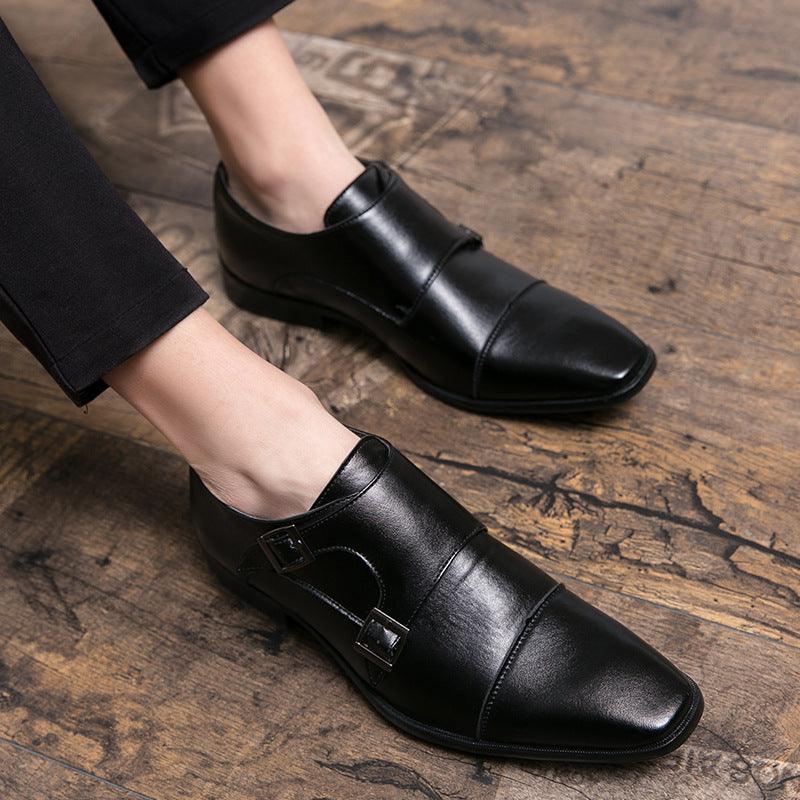 Men's business monk leather shoes, view 3 - MRSLM
