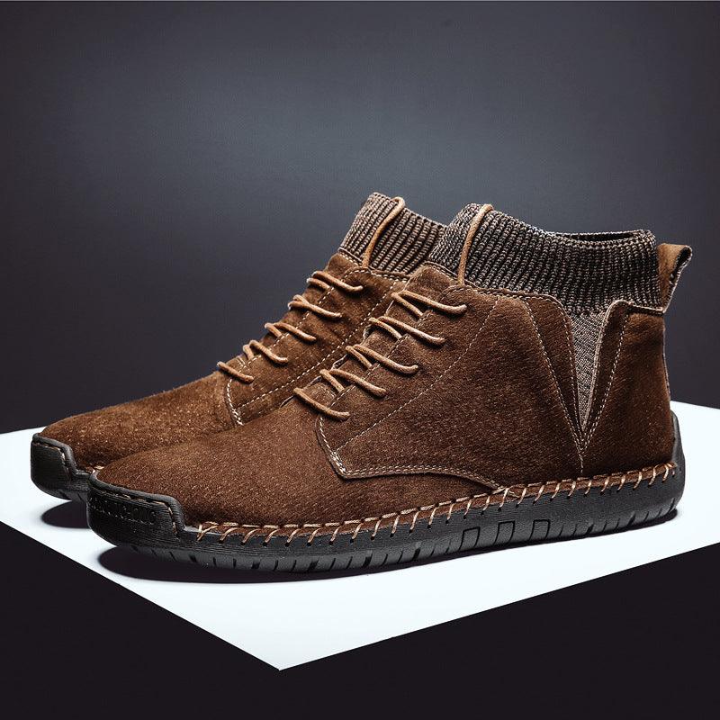Winter Plus Cotton Plus Size Men's High-Top Lace Up Warm Snow Boots