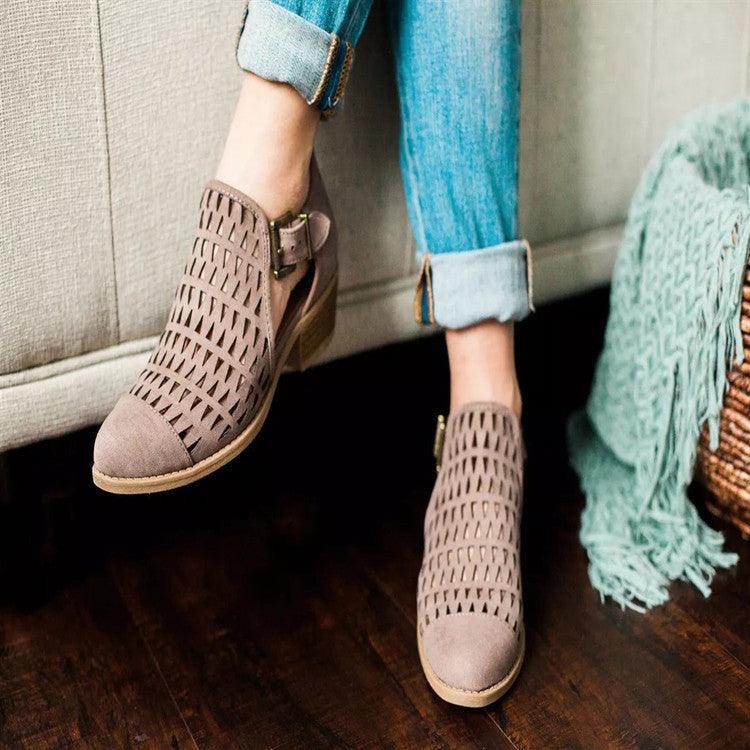 mid-heel sandals with hollow toe cap, view 4 - MRSLM