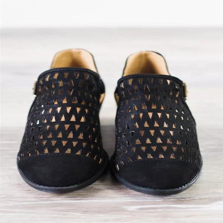mid-heel sandals with hollow toe cap, view 3 - MRSLM