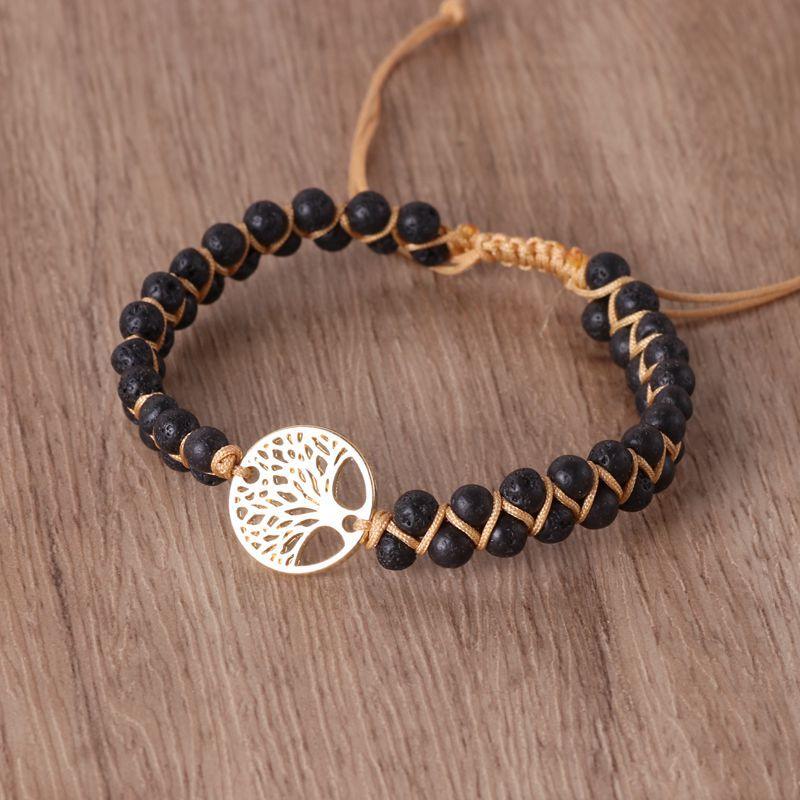 Natural stone bead woven friendship bracelet, view 15 - MRSLM