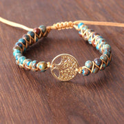 Natural stone bead woven friendship bracelet, view 5 - MRSLM