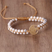 Natural stone bead woven friendship bracelet, view 3 - MRSLM