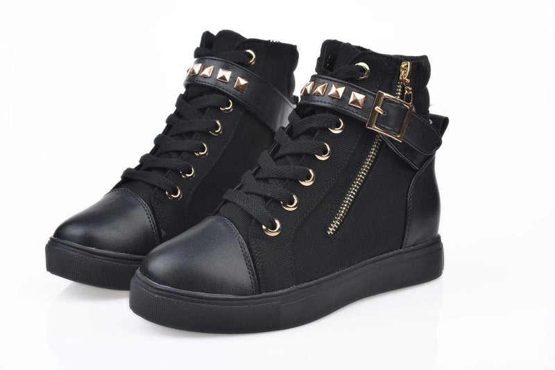 Women's riveted canvas platform shoes, view 2 - MRSLM