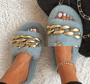 round toe thick bottom wool slippers - MRSLM