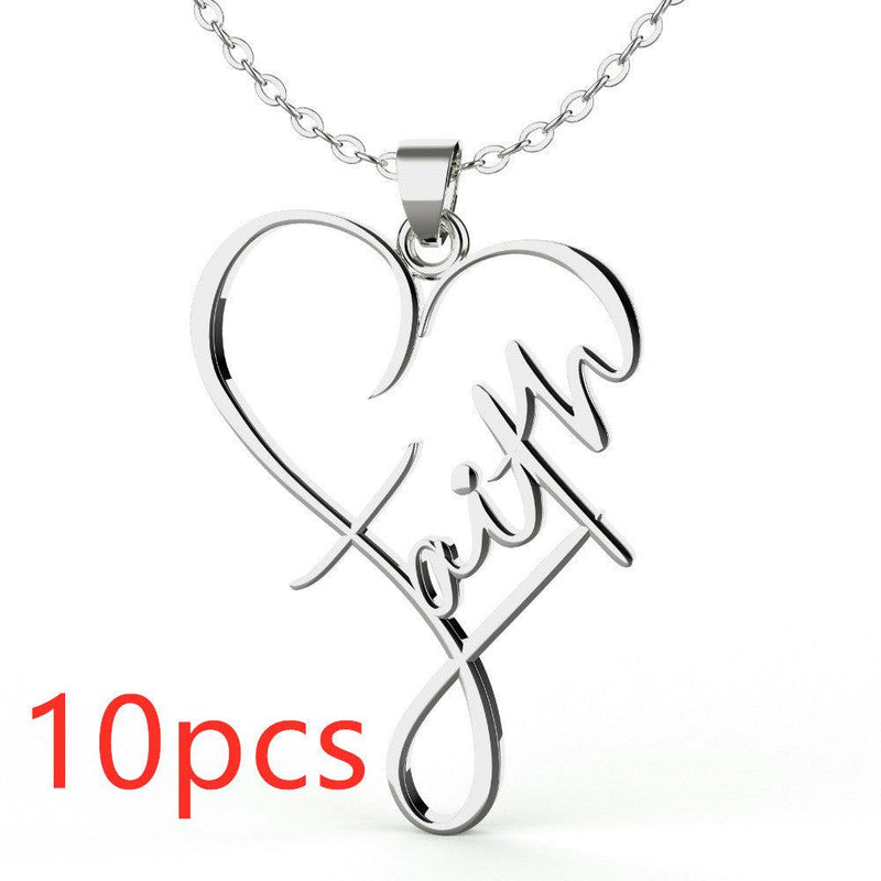 heart pendant necklace in stainless steel, view 5 - MRSLM