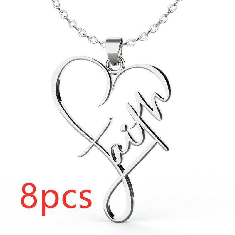 heart pendant necklace in stainless steel, view 8 - MRSLM