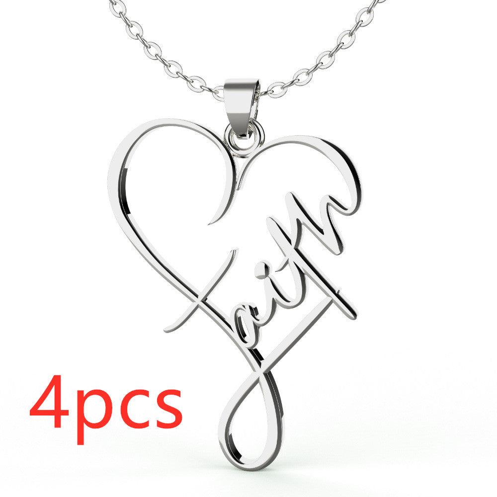 Stylish Heart of Faith Pendant Necklace