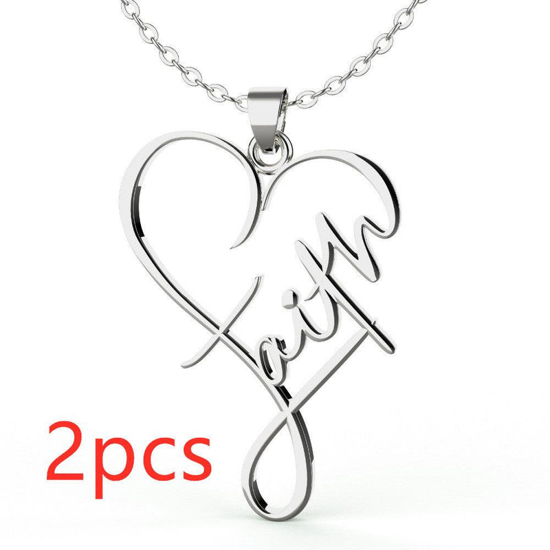 heart pendant necklace in stainless steel, view 3 - MRSLM