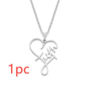 heart pendant necklace in stainless steel, view 7 - MRSLM