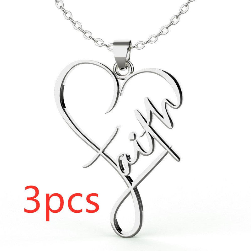 heart pendant necklace in stainless steel, view 4 - MRSLM