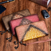 Long retro leather clutch bag for women - MRSLM