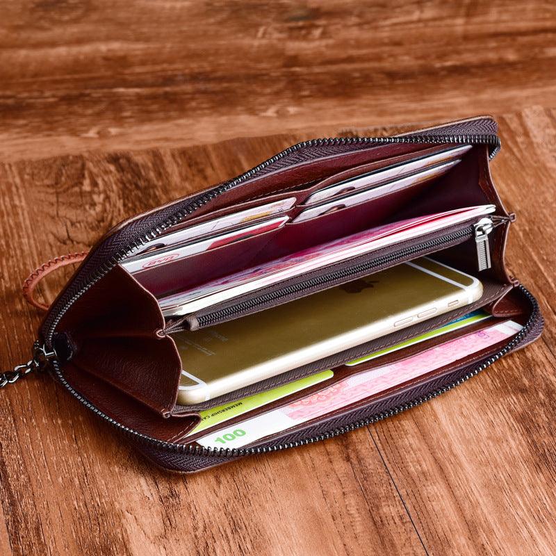 Long Retro Casual Leather Clutch Bag For Women - MRSLM