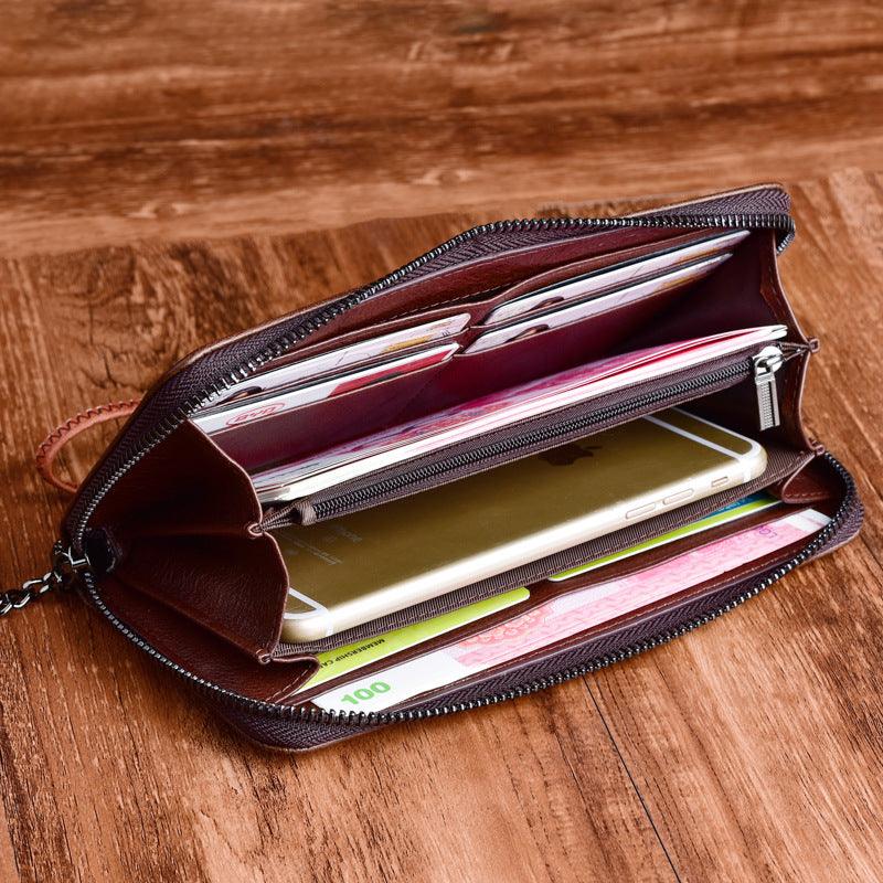 Long retro leather clutch bag for women, view 2 - MRSLM