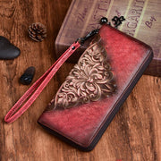 Long retro leather clutch bag for women, view 4 - MRSLM