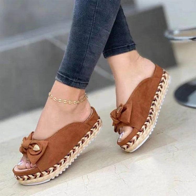 Women's thick sole bow sandals, view 4 - MRSLM