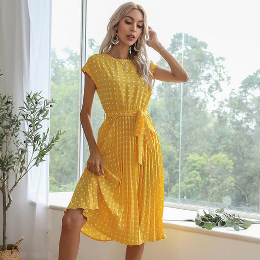 mid length polka dot lace-up dress - MRSLM