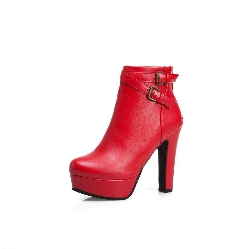 short boots with waterproof platform and metal belt buckle, view 5 - MRSLM