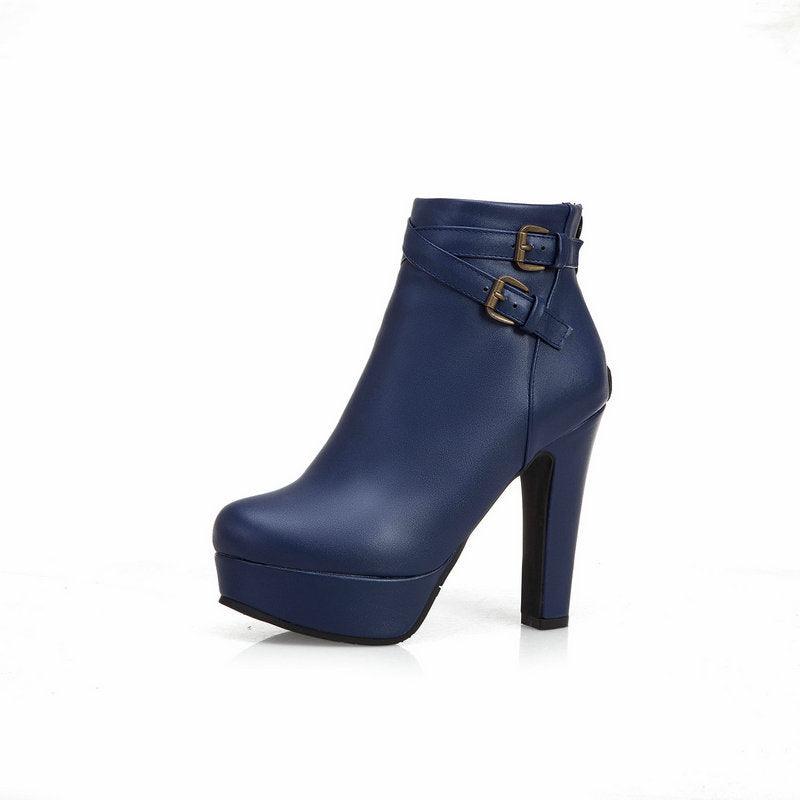 short boots with waterproof platform and metal belt buckle, view 2 - MRSLM