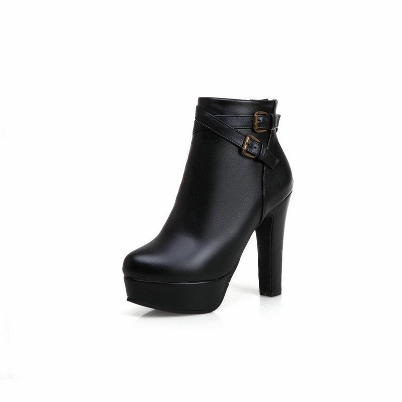 short boots with waterproof platform and metal belt buckle, view 6 - MRSLM