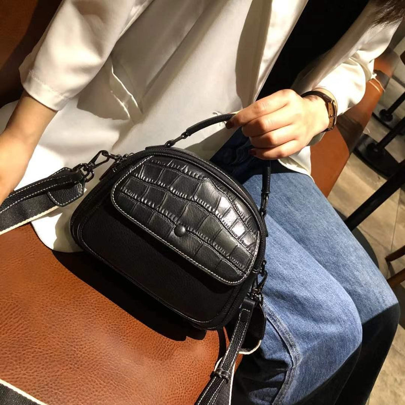 portable leather shell shoulder bag, view 9 - MRSLM