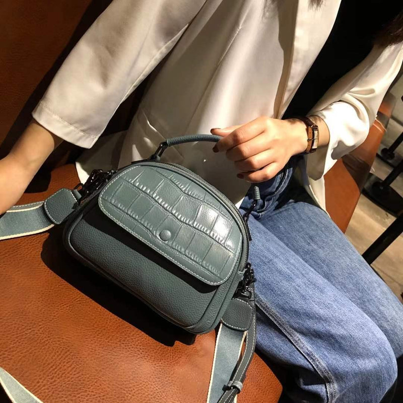 portable leather shell shoulder bag, view 10 - MRSLM