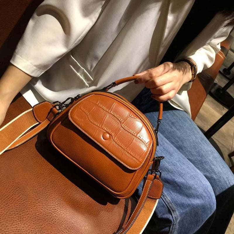 portable leather shell shoulder bag, view 8 - MRSLM