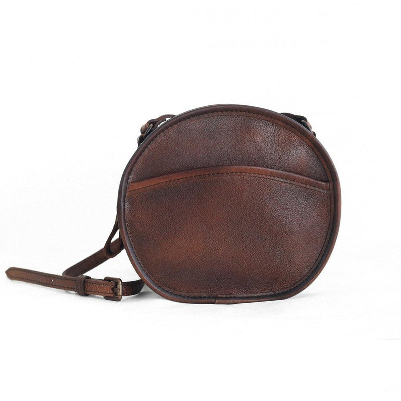 retro round leather crossbody bag, view 6 - MRSLM