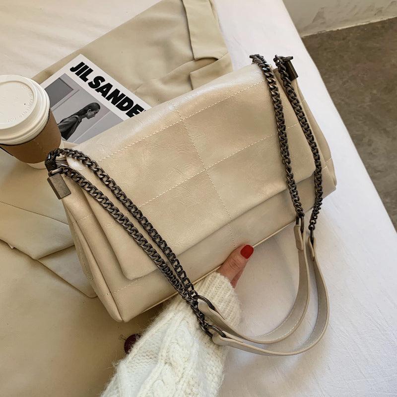 Winter Fashion Chain Shoulder Bag Casual Soft Faux Leather Messenger Bag
