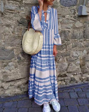 printed long-sleeved cotton dress, view 5 - MRSLM