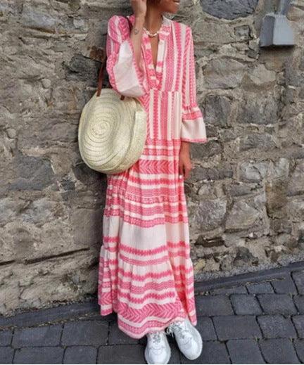 printed long-sleeved cotton dress, view 2 - MRSLM