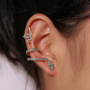 Three-Dimensional Animal Ear Clip Zircon Gold Snake Earrings - MRSLM
