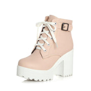 women's lace-up high-heeled thick heel boots, view 2 - MRSLM