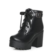 women's lace-up high-heeled thick heel boots, view 3 - MRSLM