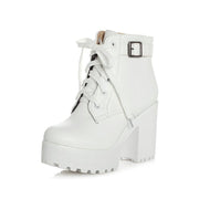 women's lace-up high-heeled thick heel boots, view 4 - MRSLM