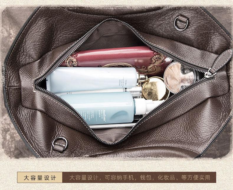 retro cowhide crescent shoulder bag, view 2 - MRSLM