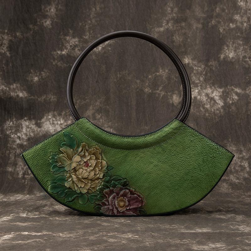 retro cowhide crescent shoulder bag, view 5 - MRSLM