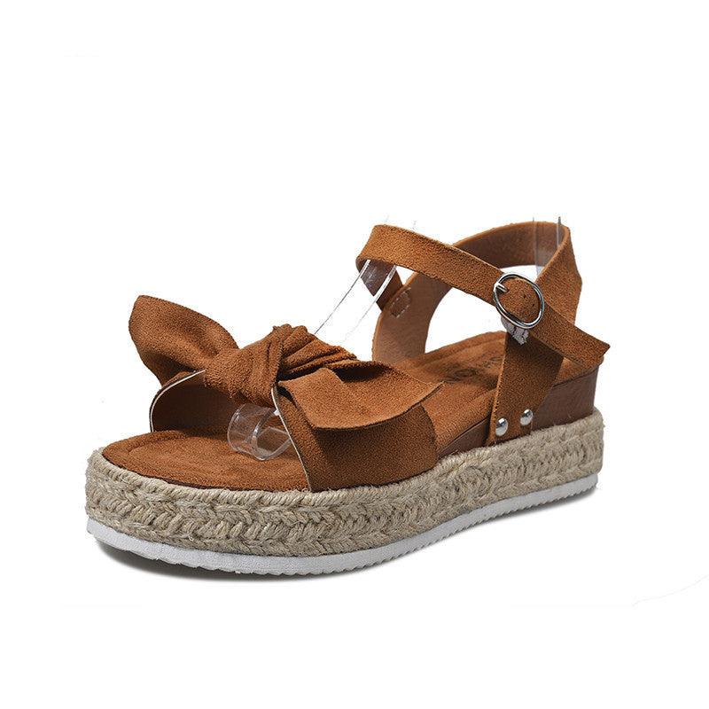 women's hemp rope sandals with bow, view 2 - MRSLM