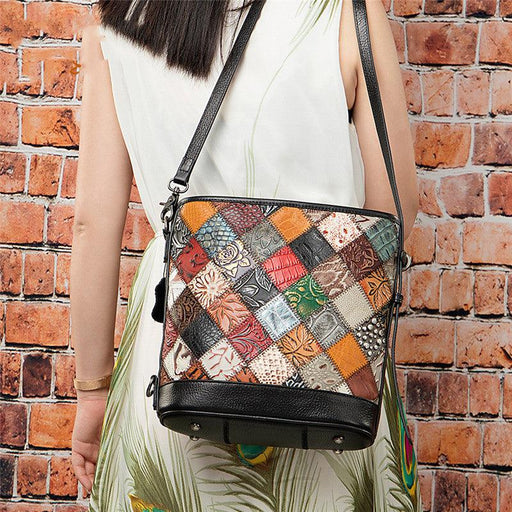 leather ladies messenger bucket bag - MRSLM