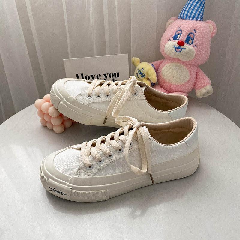 Women's Casual Low-top Solid Color Canvas Shoes - MRSLM