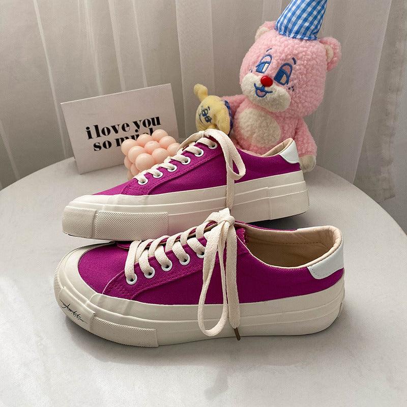 Women's Casual Low-top Solid Color Canvas Shoes - MRSLM