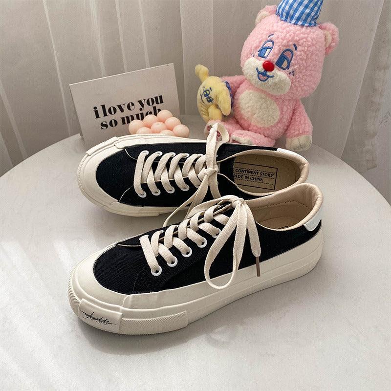 Women's Casual Low-top Solid Color Canvas Shoes - MRSLM