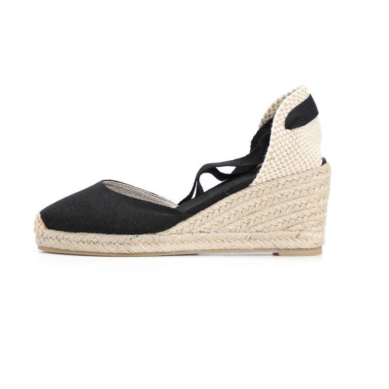 Hemp rope wedge platform sandals, view 3 - MRSLM